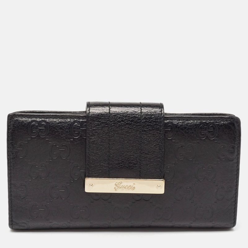 Gucci Black Guccissima Leather Continental Wallet - Barde