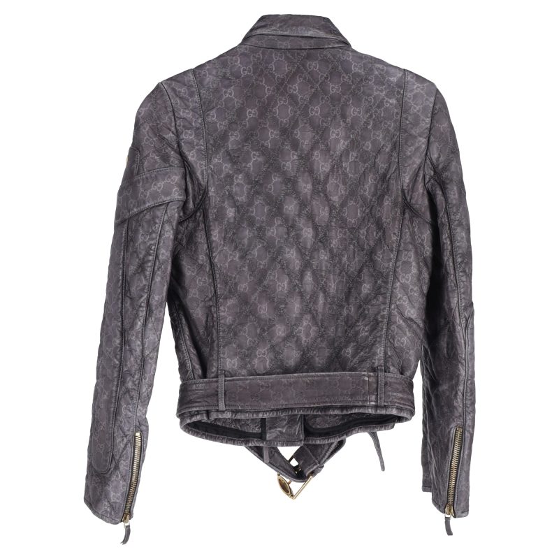 Gucci Monogram Biker Jacket in Black Leather - Barde - Image 2