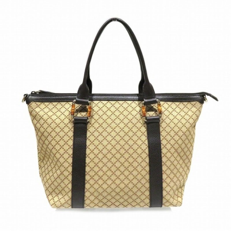 Gucci Diamante   Canvas Leather Tote Bag (Pre-Owned) - Barde