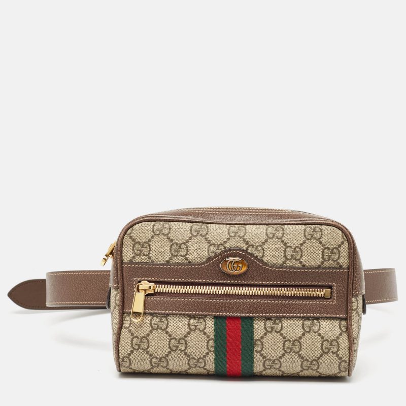 Gucci /beige Gg Supreme Canvas And Leather Ophidia Belt Bag - Barde
