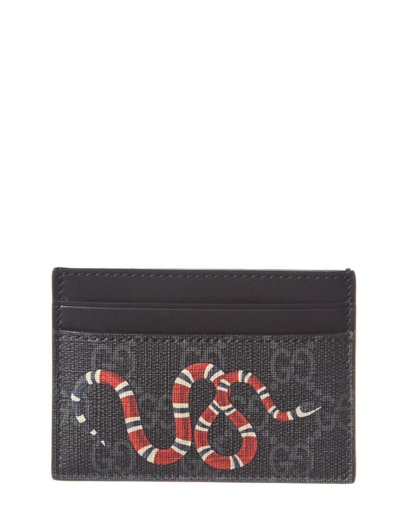 Gucci Kingsnake Print GG Supreme Canvas & Leather Card Case - Barde