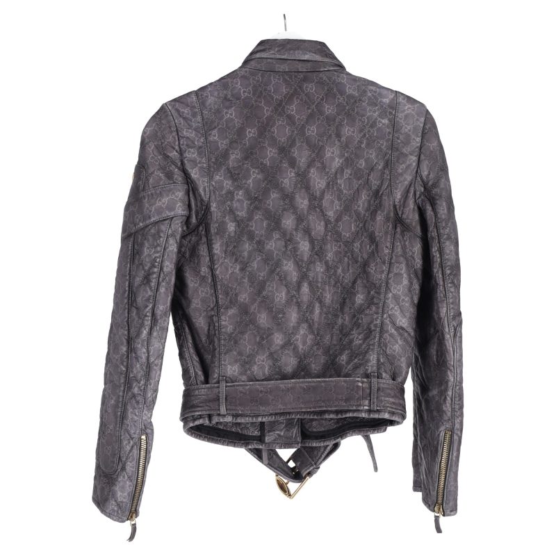 Gucci Monogram Biker Jacket in Black Leather - Barde - Image 5