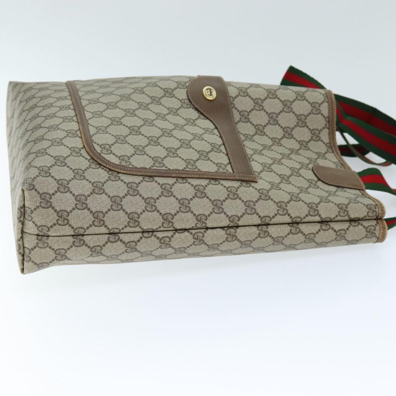 Gucci Gg Supreme Web Sherry Line Tote Bag Beige Red Green - Barde - Image 3