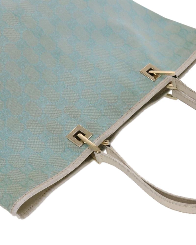 GUCCI GG Canvas Tote Bag Light Blue White Auth 50181 - Barde - Image 5