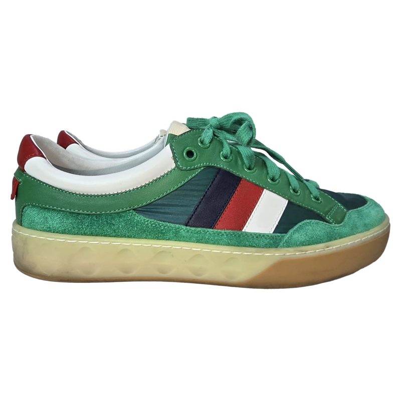 Gucci G74 Web Low-Top Sneakers in Green Leather and Suede - Barde