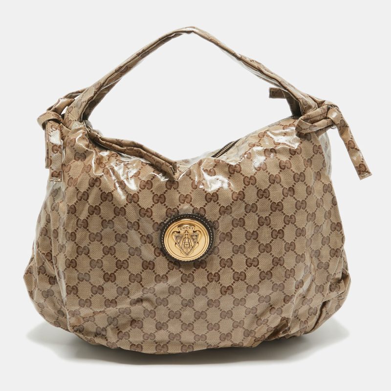 Gucci Beige Gg Crystal Canvas Hysteria Hobo - Barde