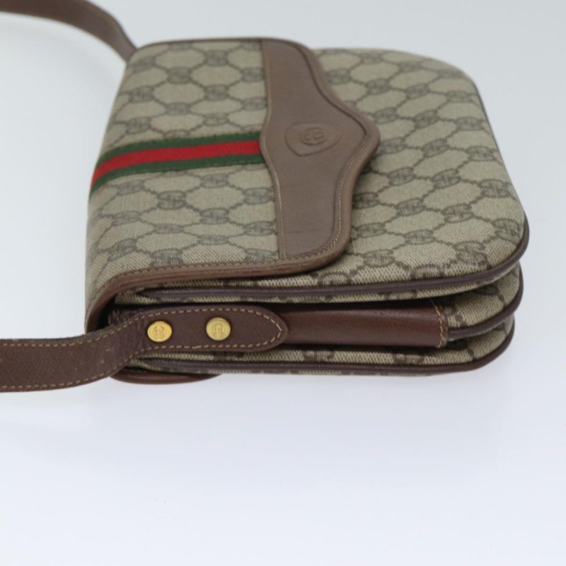 Gucci Gg Supreme Web Sherry Line Shoulder Bag Pvc Beige Red - Barde - Image 5