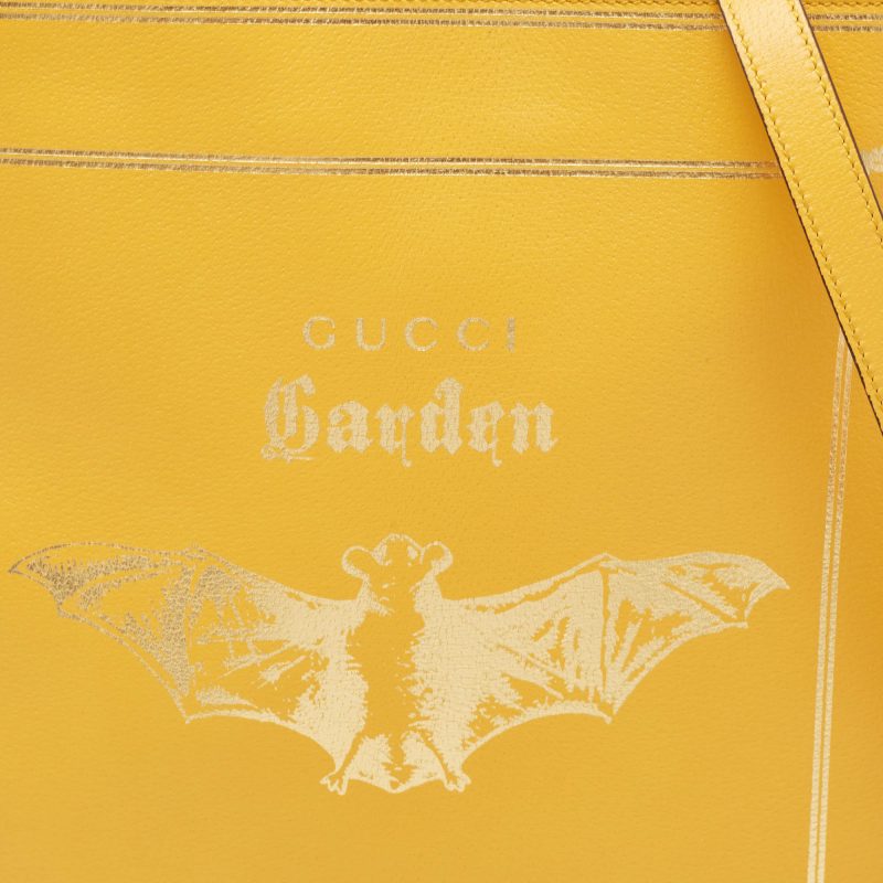 Gucci Mustard Leather Garden Bat Vertical Shopping Tote - Barde - Image 4
