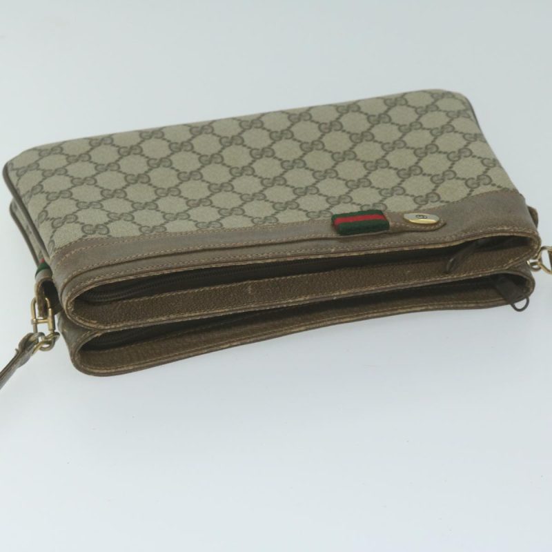 Gucci GG Canvas Web Sherry Line Shoulder Bag Beige Red - Barde - Image 6