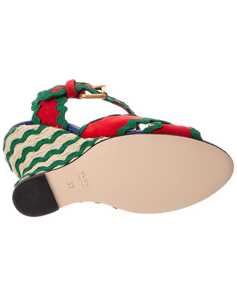 Gucci Suede Wedge Sandal - Barde - Image 4