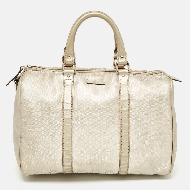 Gucci Metallic Grey Gg Imprime Canvas Medium Joy Boston Bag - Barde