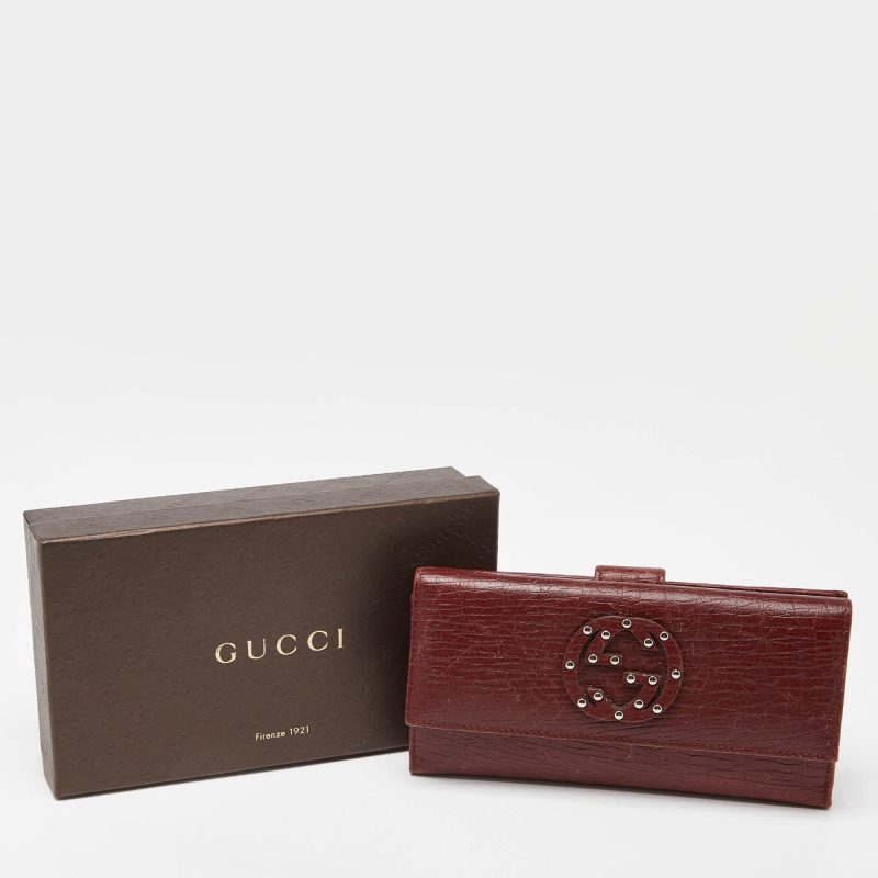 Gucci Brick Leather Soho Studded Continental Wallet - Barde - Image 5