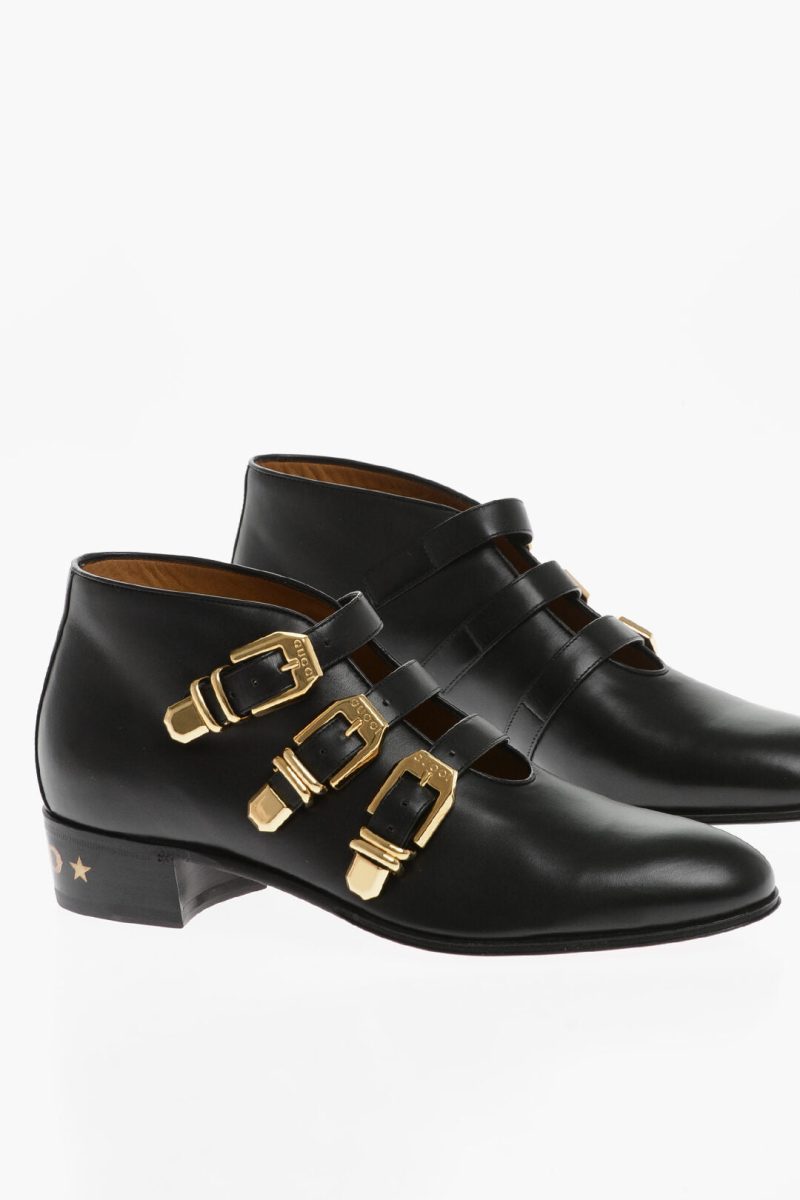 Gucci Leather Ankle Boots With Buckles - Barde