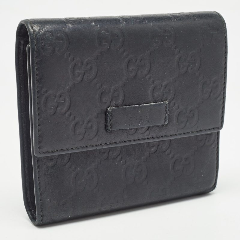 Gucci Black Microguccissima Leather Logo Trifold Wallet - Barde - Image 6