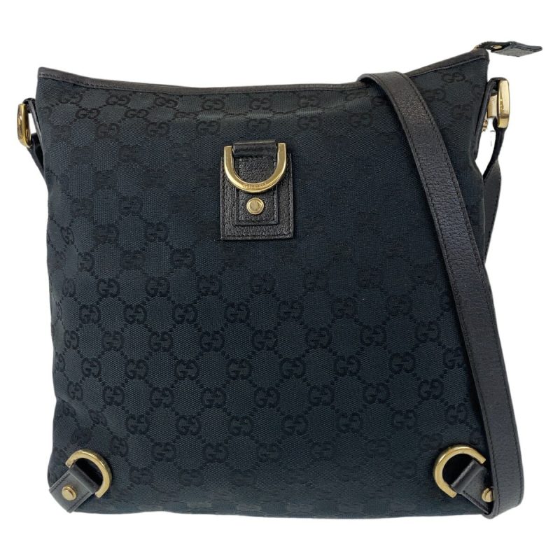 Gucci Abby Black GG Canvas Leather Shoulder Bag - Barde