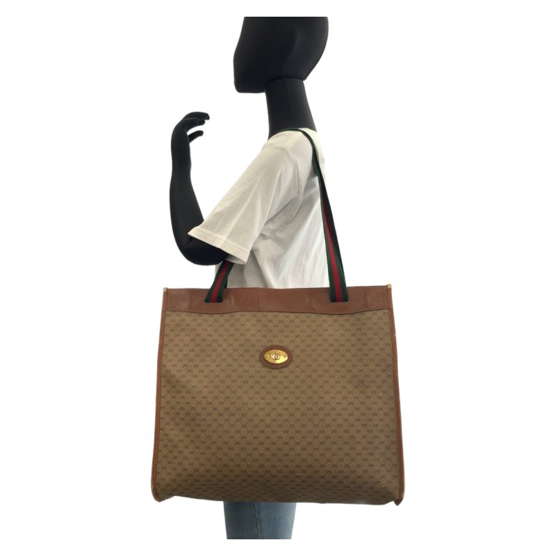 Gucci Vintage GG Supreme Canvas Leather Tote Bag - Barde - Image 10