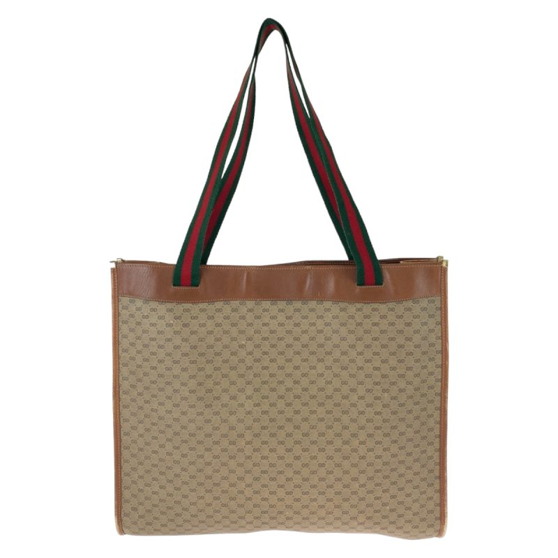 Gucci Vintage GG Supreme Canvas Leather Tote Bag - Barde - Image 2