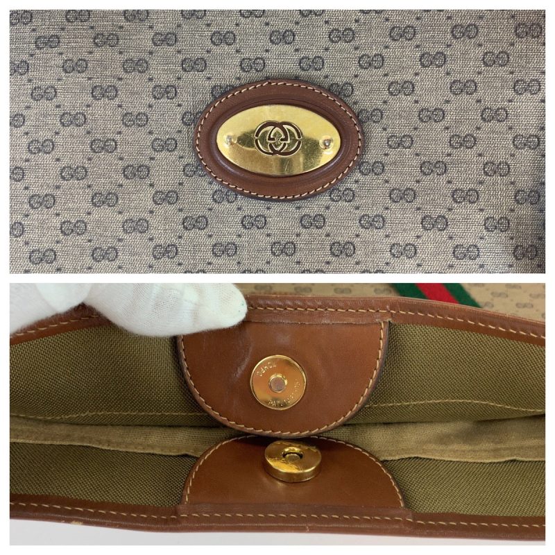 Gucci Vintage GG Supreme Canvas Leather Tote Bag - Barde - Image 5
