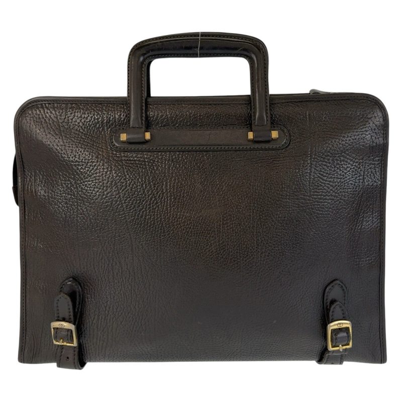 Gucci Vintage Leather Briefcase Black Gold - Barde - Image 2