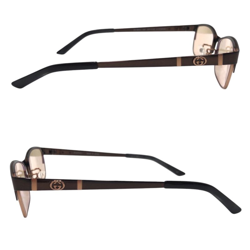Gucci GG Logo Brown Metal Eyeglass Frame - Barde - Image 6