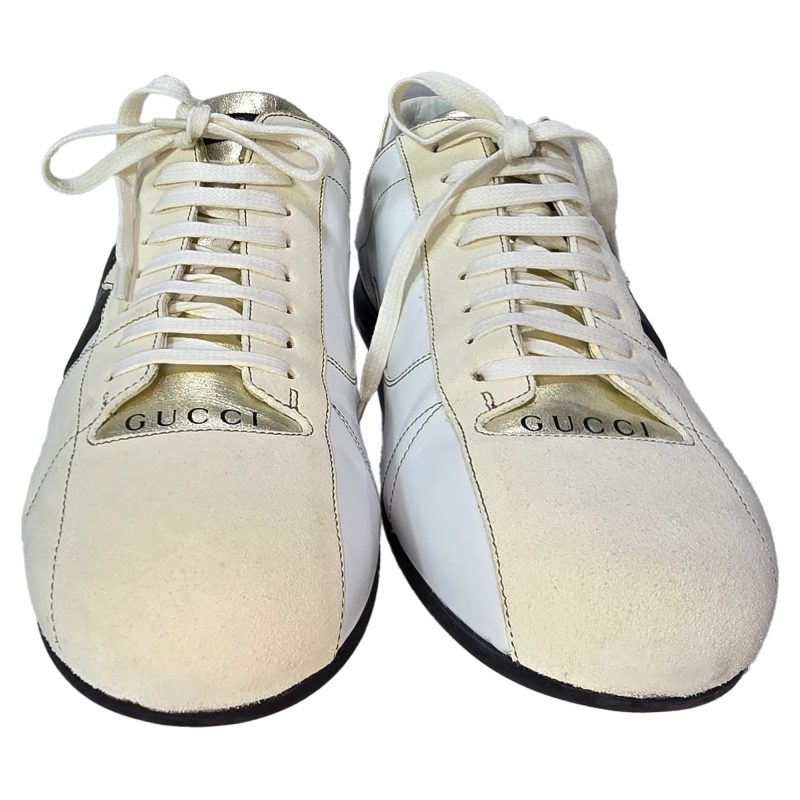 Gucci Web Lace-Up Sneakers in Cream Suede and Leather - Barde - Image 2