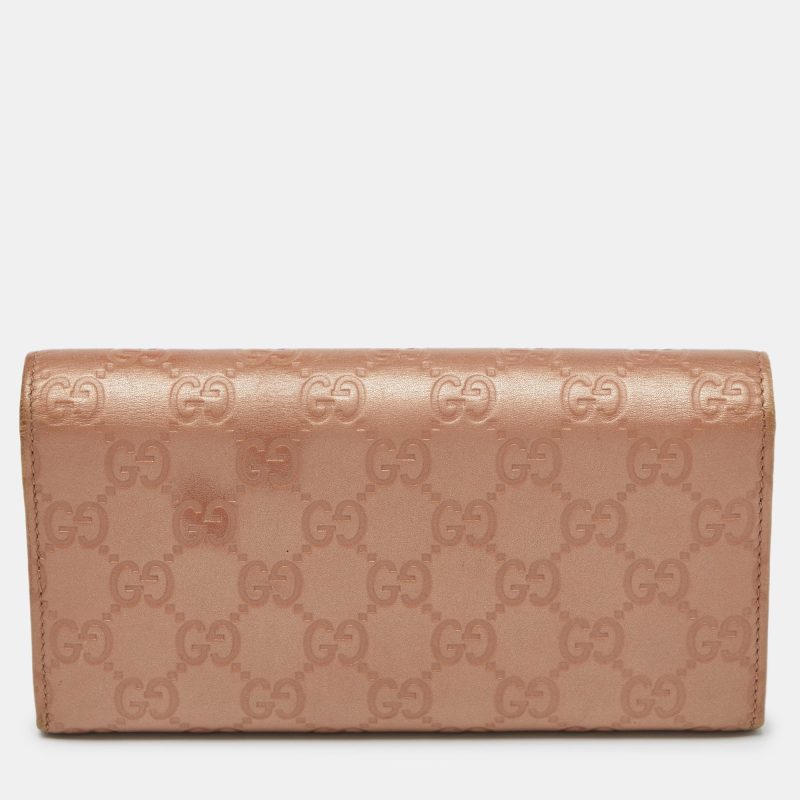 Gucci Metallic Peach Guccissima Leather Flap Continental Wallet - Barde - Image 3