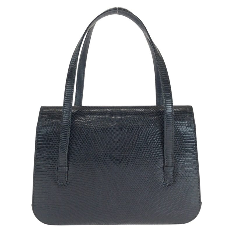 Gucci Vintage Lizard Tote Bag Black Gold - Barde - Image 2