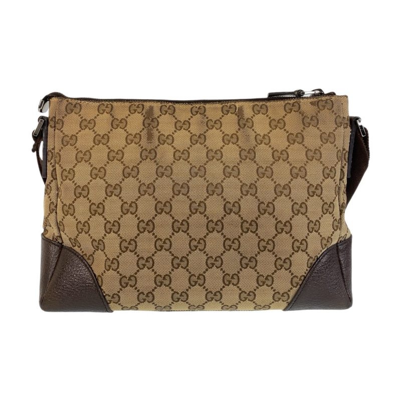 Gucci Brown Beige GG Canvas Leather Shoulder Bag - Barde - Image 2