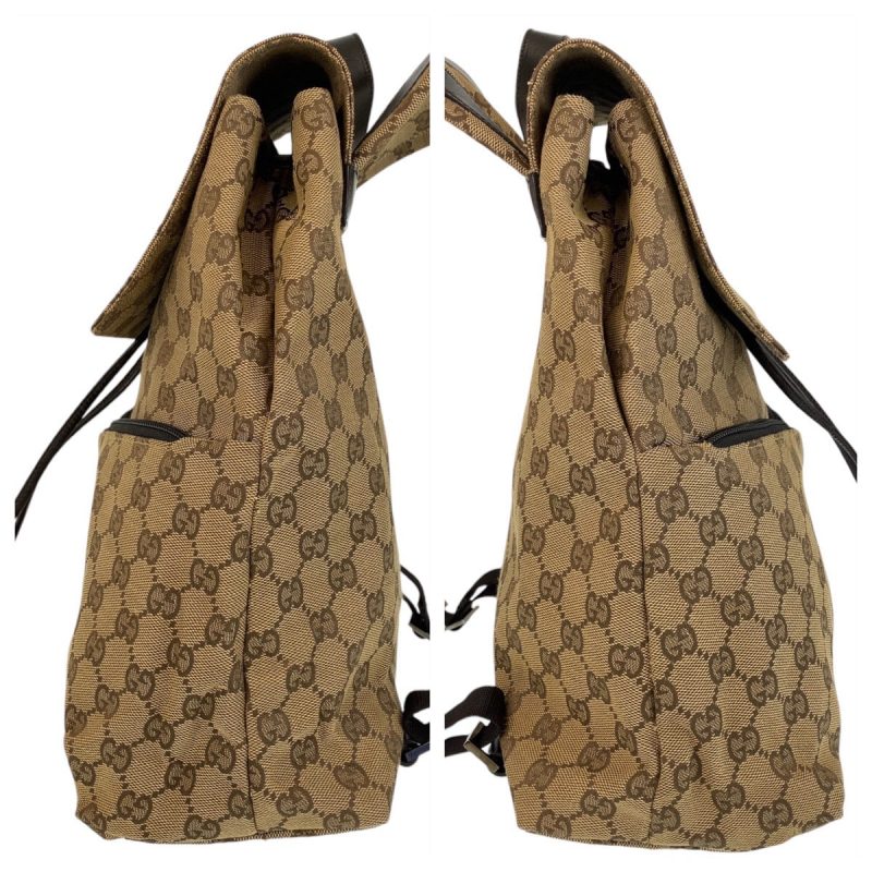 Gucci Beige Brown GG Canvas Leather Backpack - Barde - Image 5