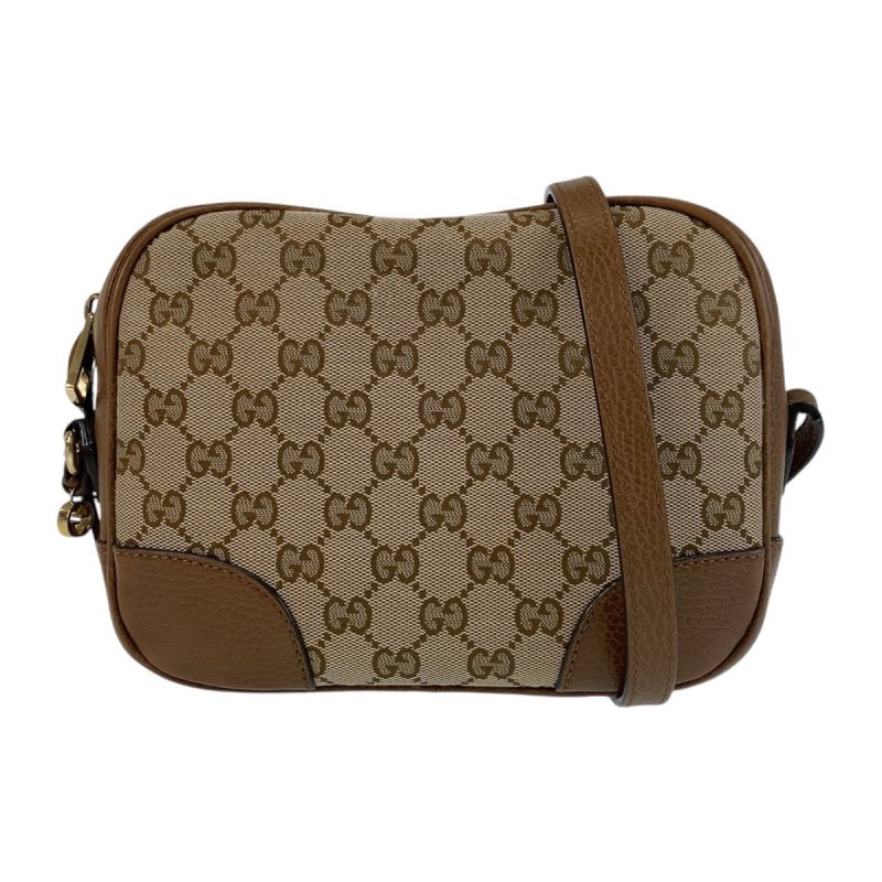 Gucci Brown Leather GG Canvas Shoulder Bag - Barde