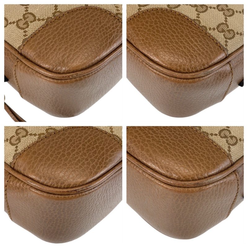 Gucci Brown Leather GG Canvas Shoulder Bag - Barde - Image 4