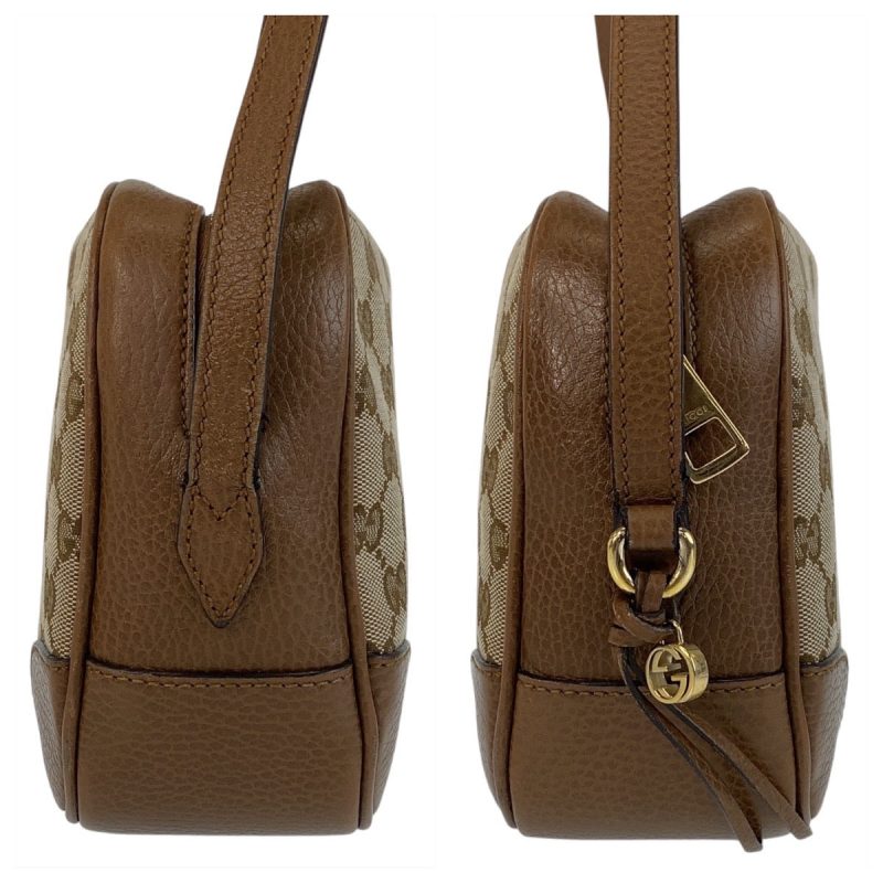Gucci Brown Leather GG Canvas Shoulder Bag - Barde - Image 5