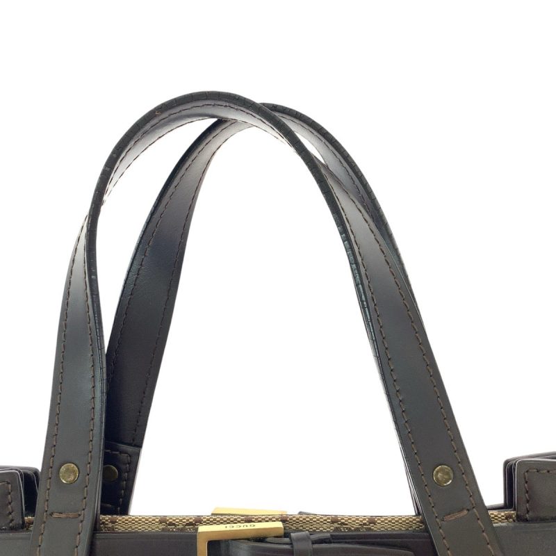 Gucci Brown GG Canvas Leather Tote Bag - Barde - Image 10