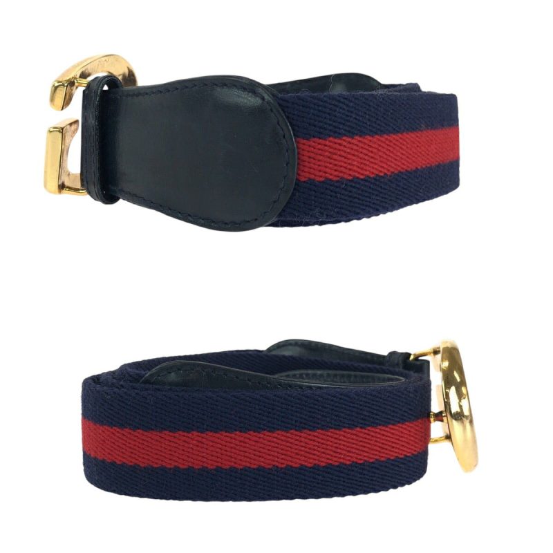 Gucci Cotton G Logo Belt Navy Red - Barde - Image 3