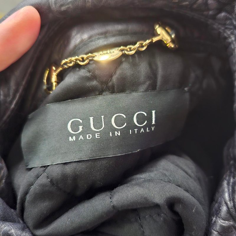 Gucci Monogram Biker Jacket in Black Leather - Barde - Image 3