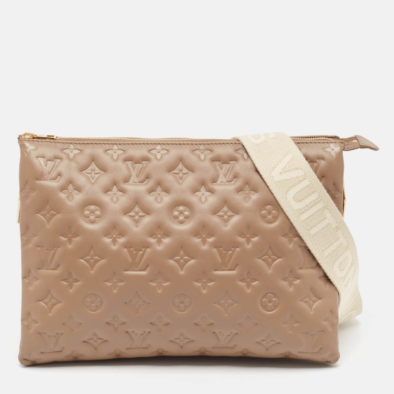 Louis Vuitton Taupe Monogram Puffy Leather Coussin Mm Bag - Barde