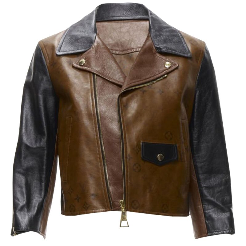Louis Vuitton Tattoo Monogram cropped calfskin leather biker jacket - Barde