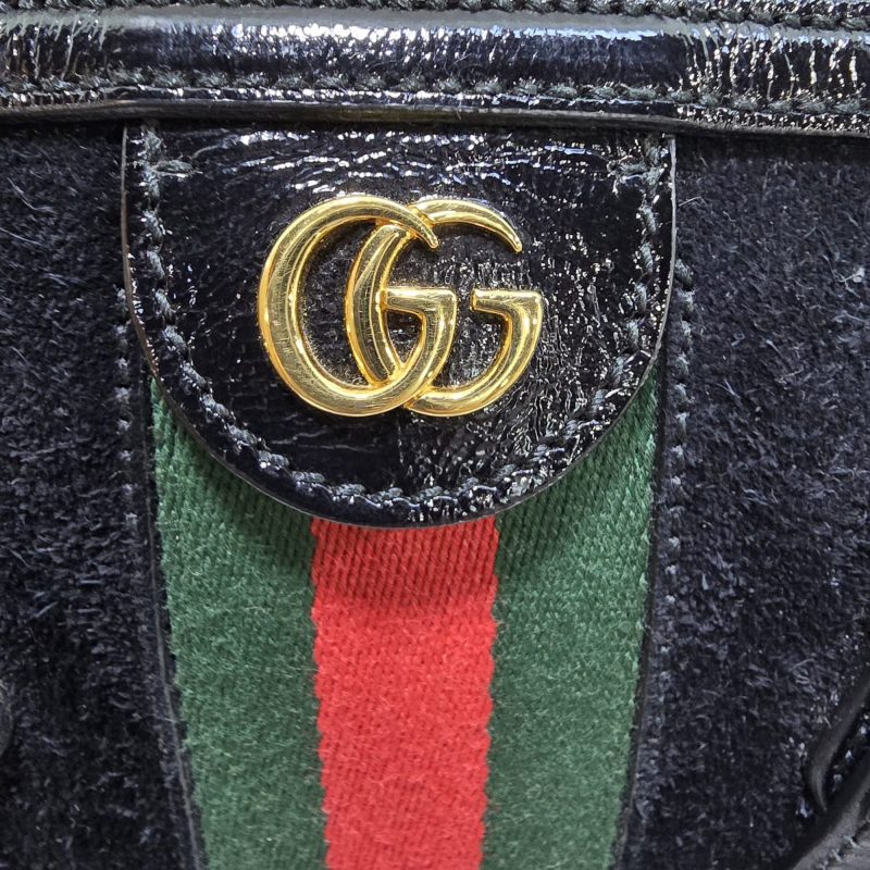 Gucci Medium Ophidia Dome Top handle Bag in Black Suede - Barde