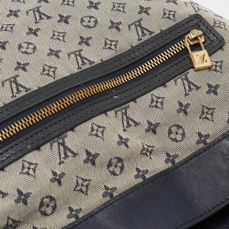 Louis Vuitton Navy Blue Monogram Mini Lin Canvas Lucille Gm Bag - Barde - Image 6