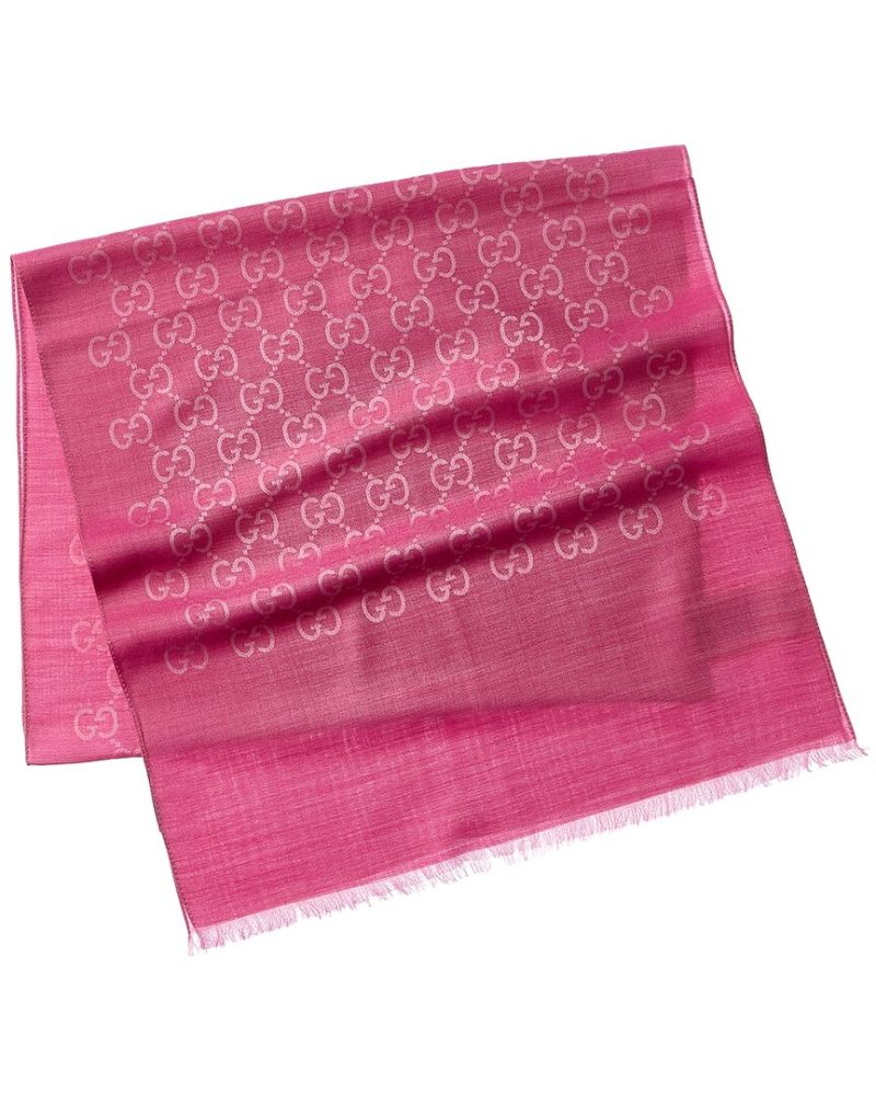 Gucci Logo Small Jacquard Wool & Silk-Blend Scarf - Barde - Image 2