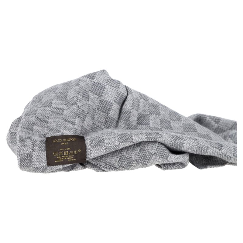 Louis Vuitton Néo Petit Damier Scarf in Grey Wool - Barde - Image 3