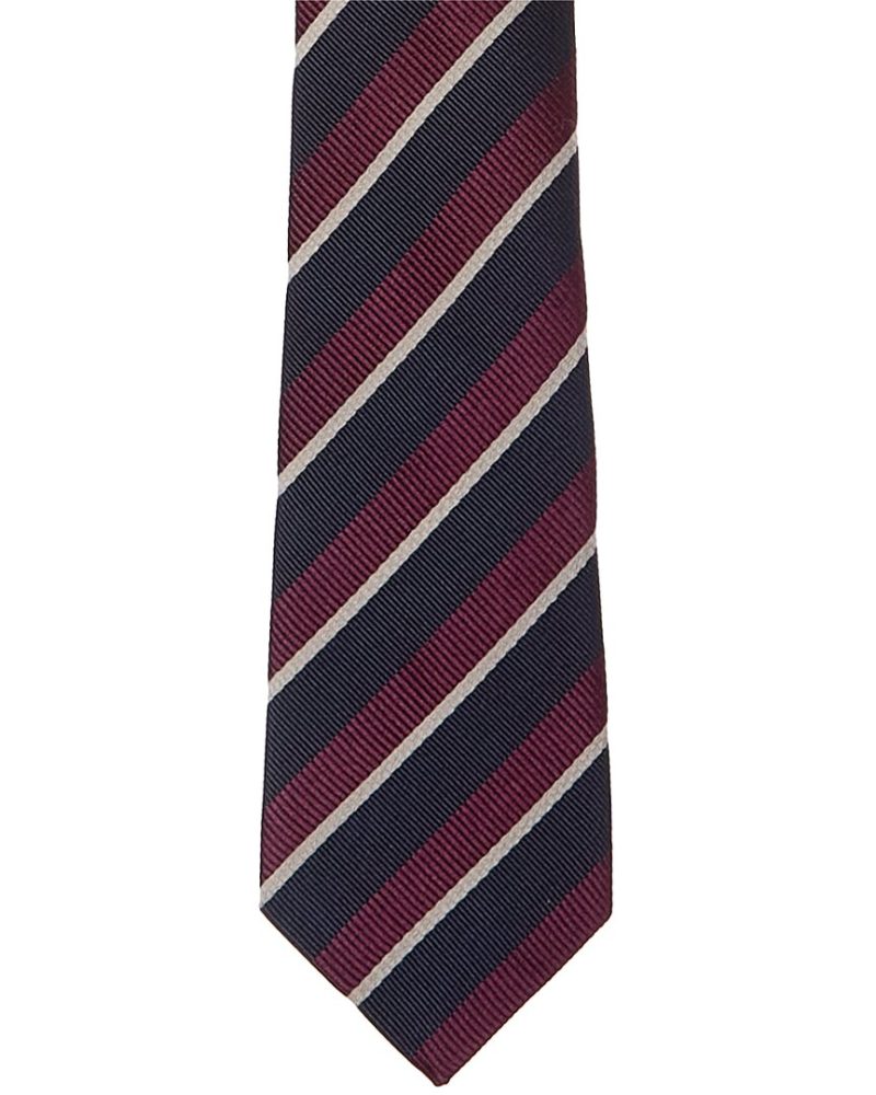 Gucci Navy & Burgundy Stripe Silk & Wool-Blend Tie - Barde - Image 2