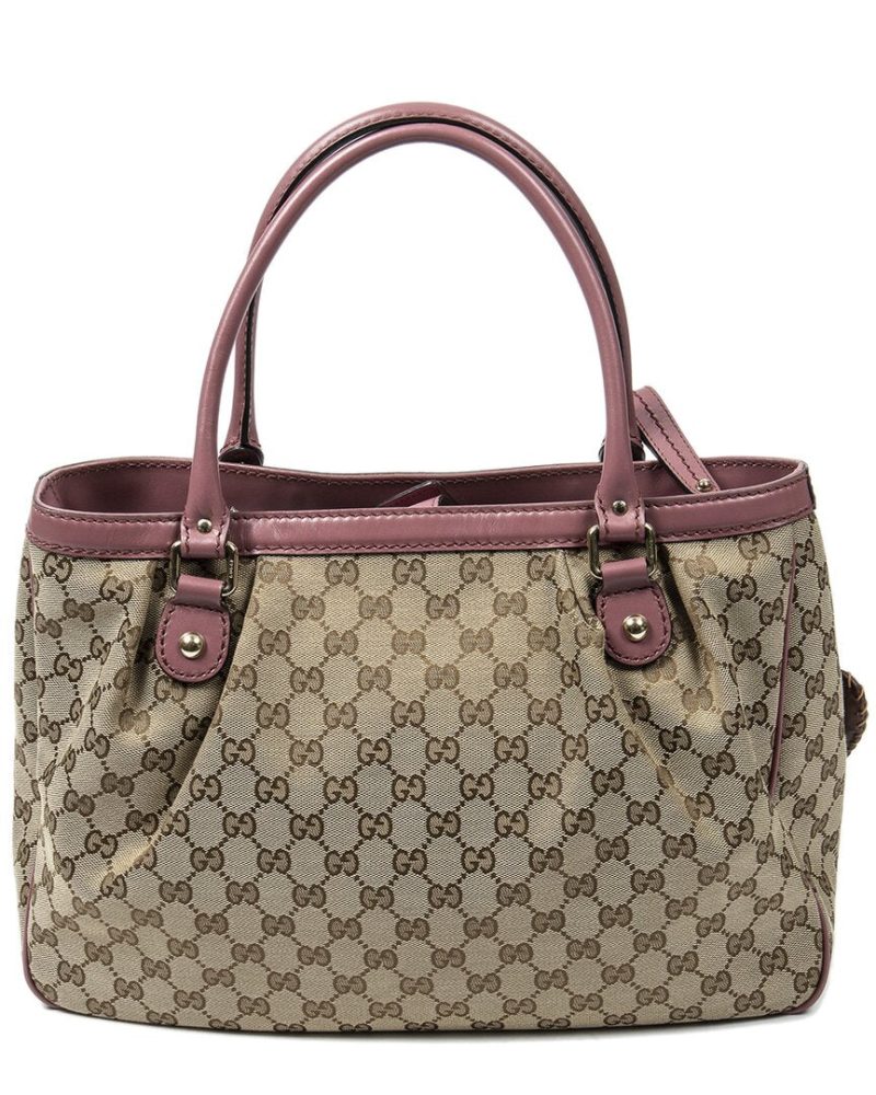 Gucci Beige & Brown & Pink Monogram Canvas Medium Sukey Top Handle Tote - Barde - Image 2