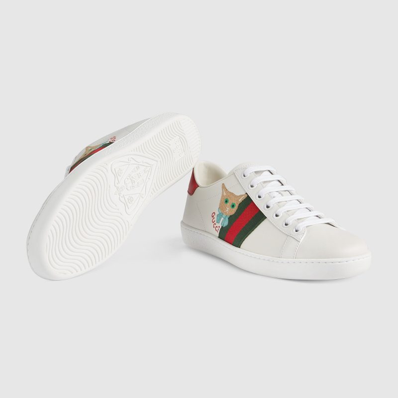 Gucci Ace Cat Leather Sneakers - Barde - Image 6