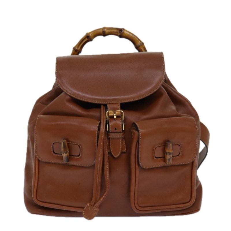 Gucci Bamboo  Leather Backpack Bag () - Barde