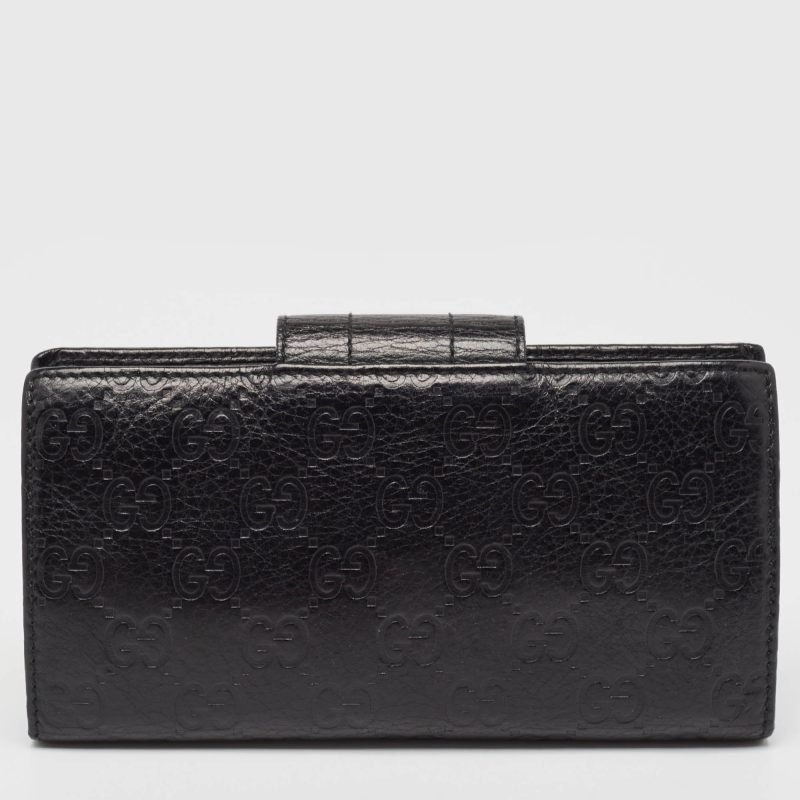 Gucci Black Guccissima Leather Continental Wallet - Barde - Image 6