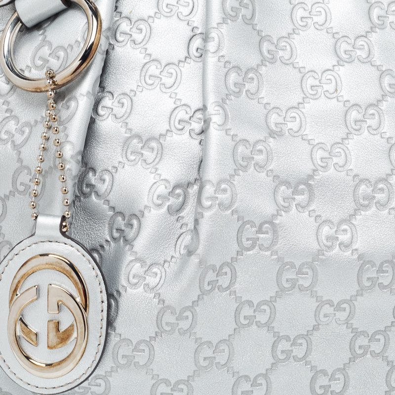 Gucci Silver Guccissima Leather Medium Sukey Tote - Barde - Image 6