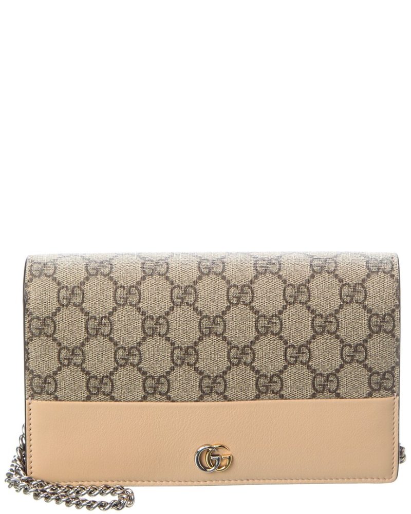 Gucci Marmont GG Supreme Canvas & Leather Wallet On Chain - Barde
