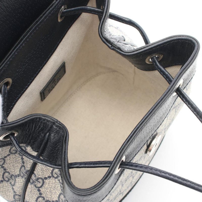 Gucci Navy  Pvc Coated Canvas Leather Backpack (Pre-Owned) - Barde - Image 4