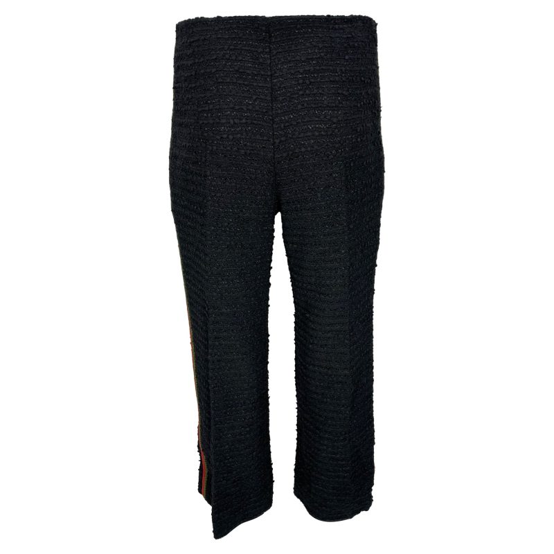 Gucci Lace Trim High-Rise Cropped Trousers in Black Cotton Tweed - Barde - Image 3